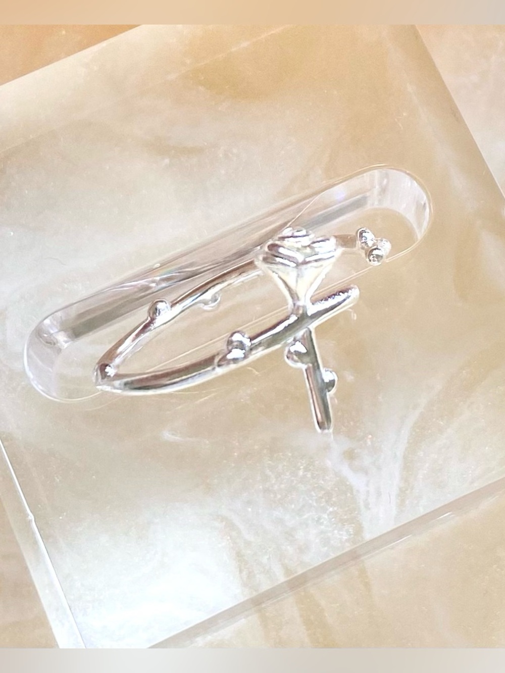 Silver Rose Accent Ring